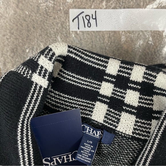 Chaps Sweater Jacket Women Large Black Plaid Asymmetrical Zip NWT T184 - Picture 12 of 12